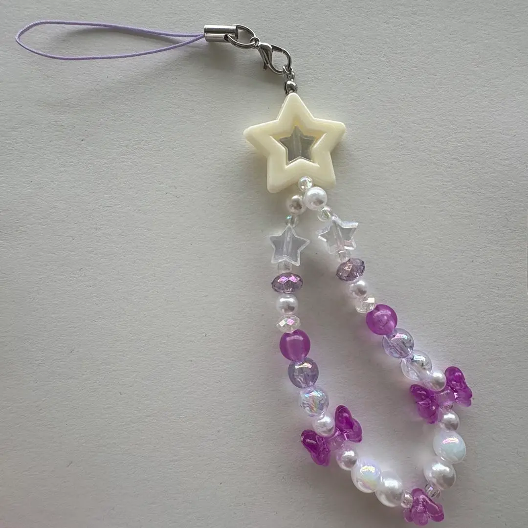 Thumbnail of Korean bead strap smartphone strap ribbon heart flower keyholder