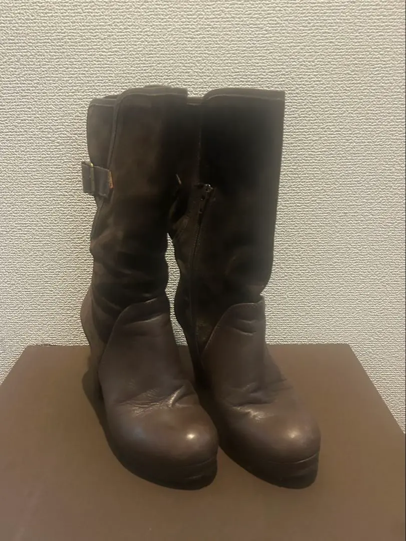 Thumbnail of Chie Mihara Dark Brown Leather Engineer Boots, Size 36