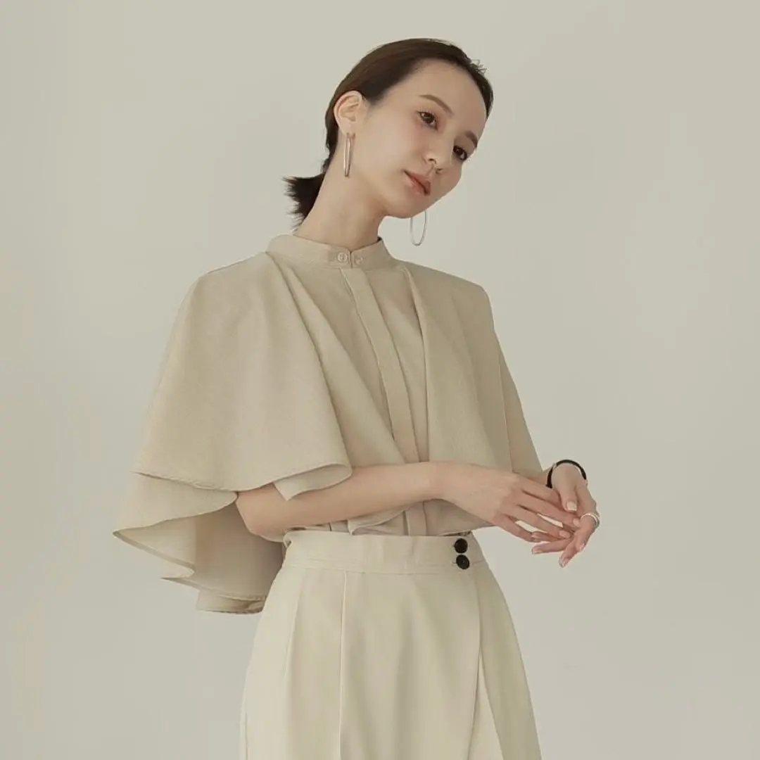 受注販売 】DRAPE CAPE BLOUSE / PUFF SLEEVE OVER BLOUSE