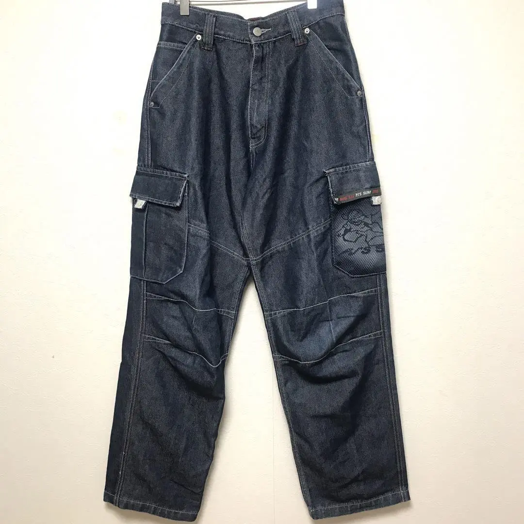 00s Pj's Surf シャイニーデニム ブラック バギー カーゴ c91a69fe16f89db98d94c9d9930f13