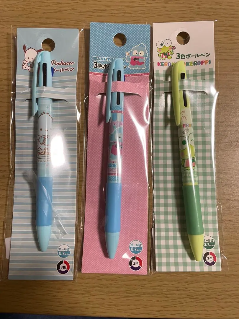 Thumbnail of Can Do Sanrio Tricolor Ballpoint Pens - 3-piece set featuring Hangyodon, Keroppi, and Pochacco