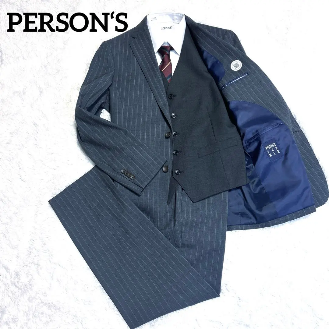 未使用級✨PERSON'S FOR MEN 三件套西裝 條紋 M 的縮圖