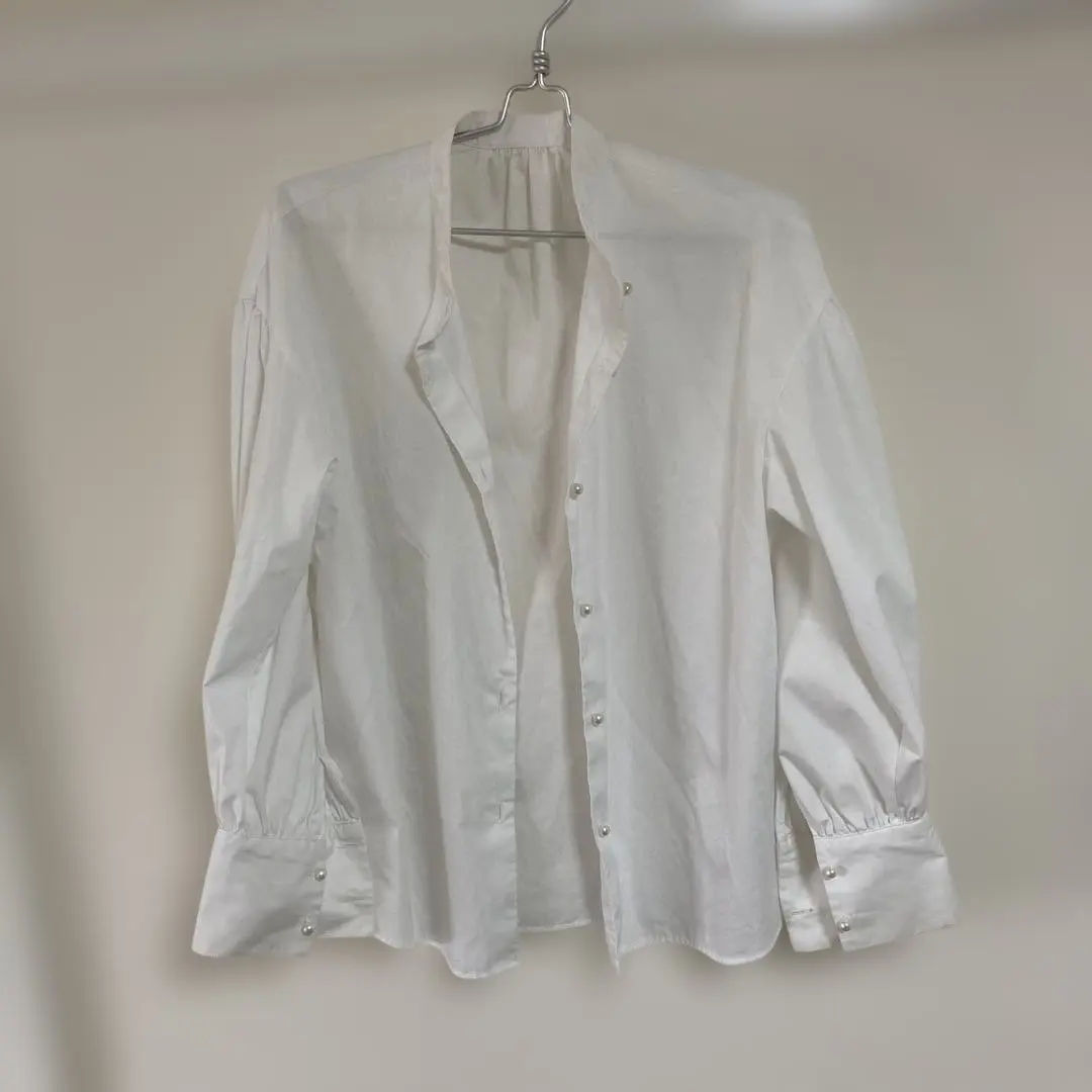 Thumbnail of GU Fake Pearl Button Stand Collar Shirt Long Sleeve