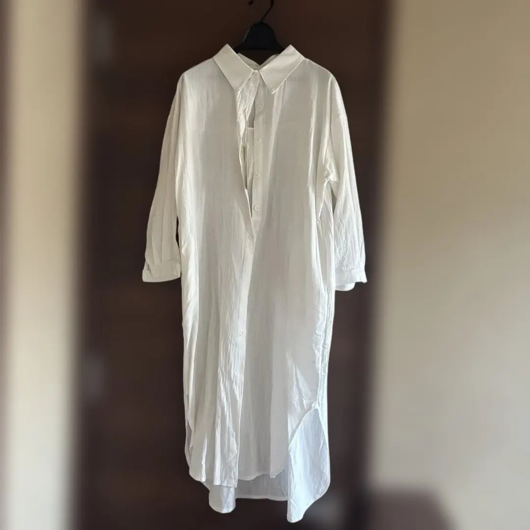 Thumbnail of White shirt dress, long sleeve or three-quarter sleeve