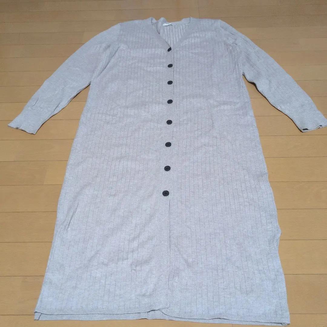 Thumbnail of GU Beige Knit Long Cardigan XL Long Sleeve Also suitable as a dress ♪ *1