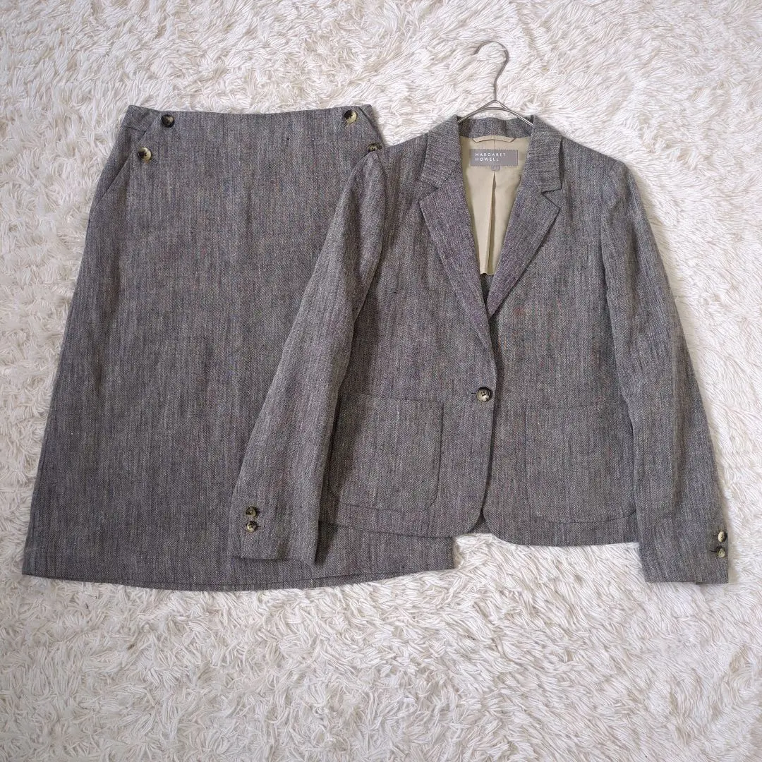 美品 MARGARET HOWELL ウール スーツ セットアップ スカート MARGARET HOWELL - MARGARET HOWELLマーガレットハウエル 日本製