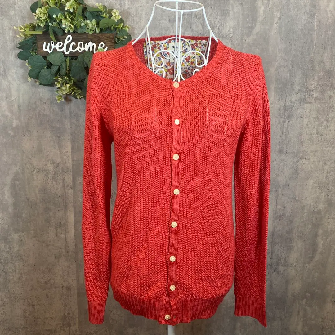 Thumbnail of iriey Red Cardigan M size Long sleeve 100% Women's