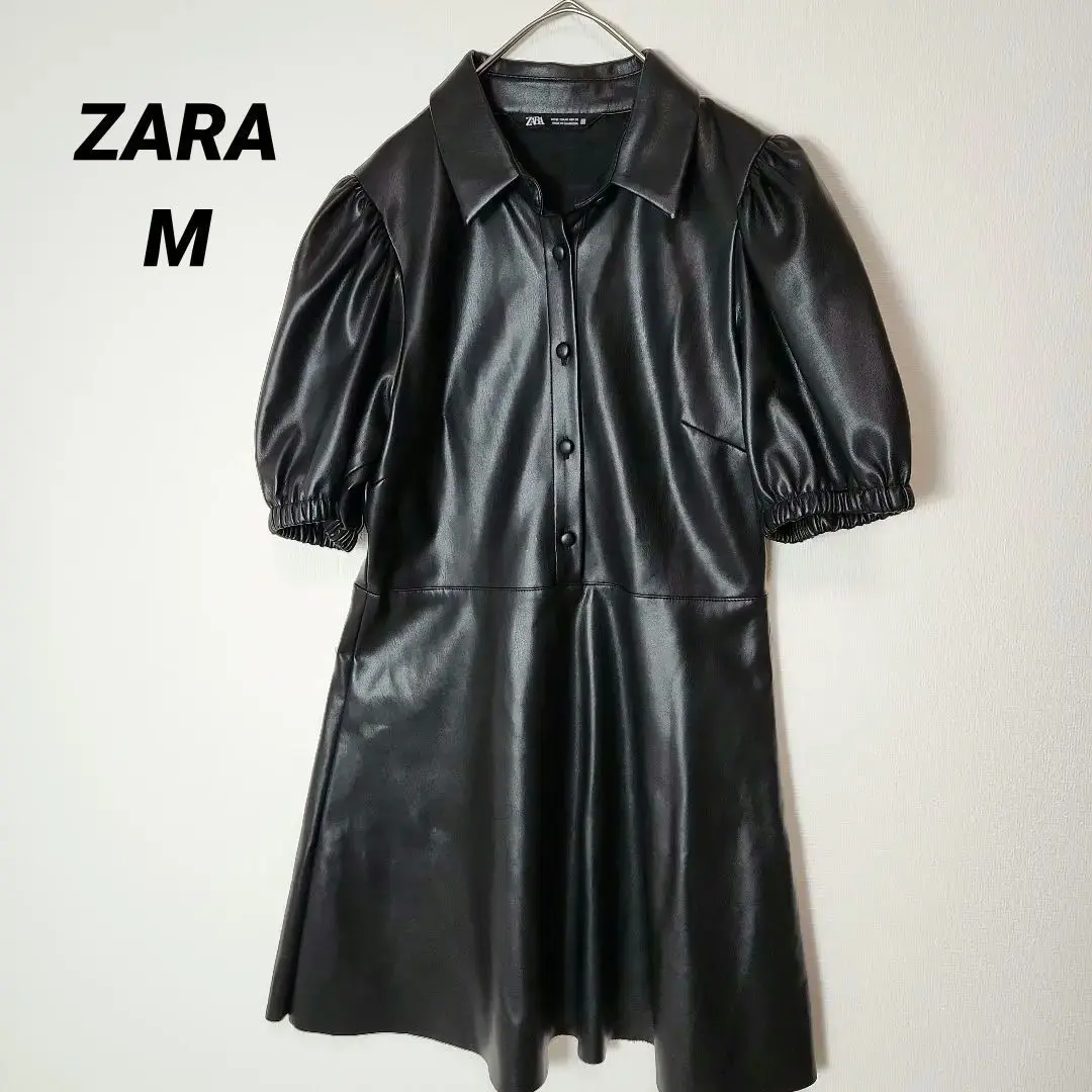 【稀有】ZARA ★仿皮革連衣裙 黑色 黑 M y2k 的縮圖