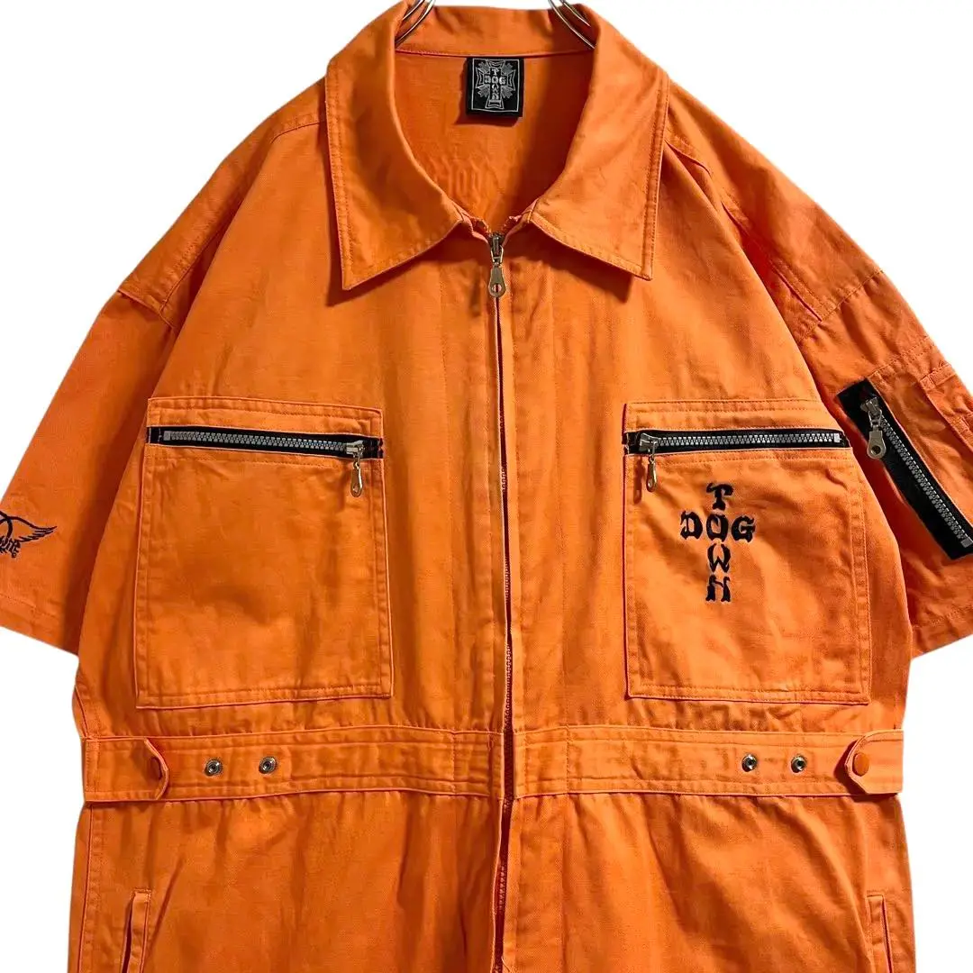 DOG TOWN 狗鎮 短袖 連身工作服 橘色 的縮圖