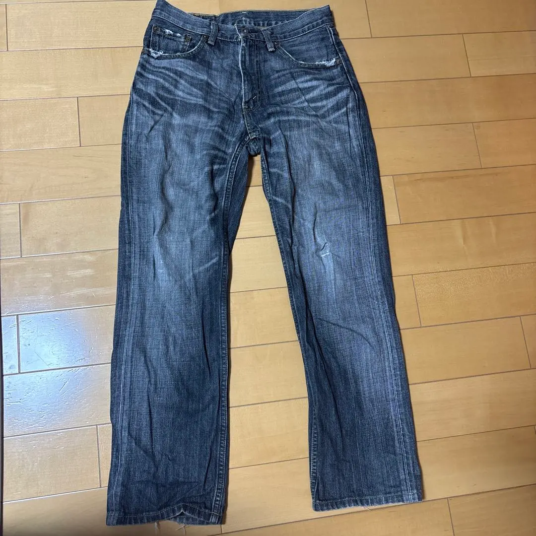 Thumbnail of Levi's 502 W29-33 Black Straight Leg Denim Damage