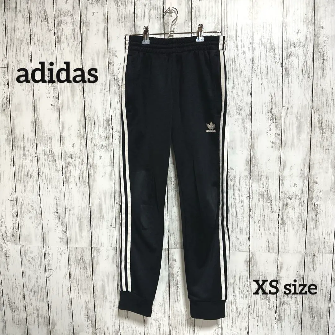 Thumbnail of Adidas Track Pants, Black x White, Size XS, with Zippered Pockets, Jersey