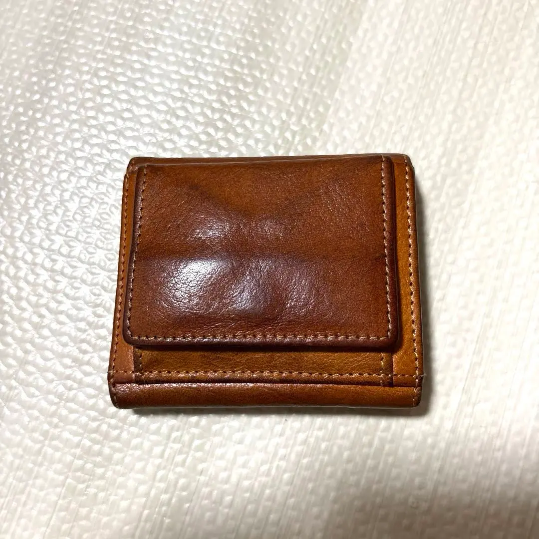 Thumbnail of Italian leather brown trifold wallet