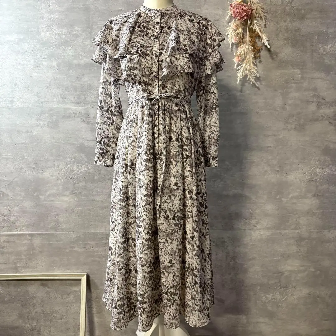 Thumbnail of Natural Beauty Basic Ruffle Collar Dress, All-over Pattern, Size S