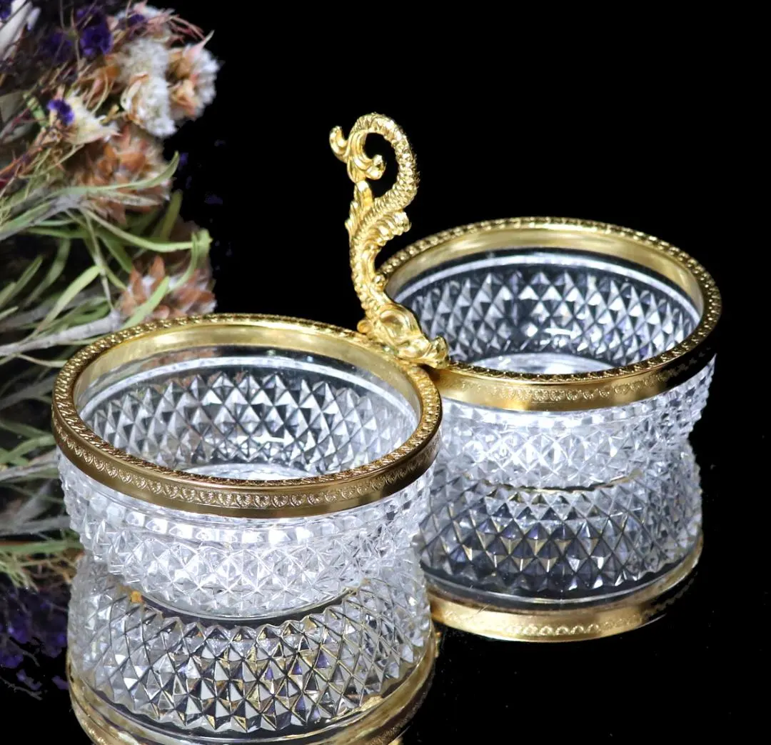 古董巴卡拉 大型 青銅裝飾 海豚提手碗 鑽石 的縮圖