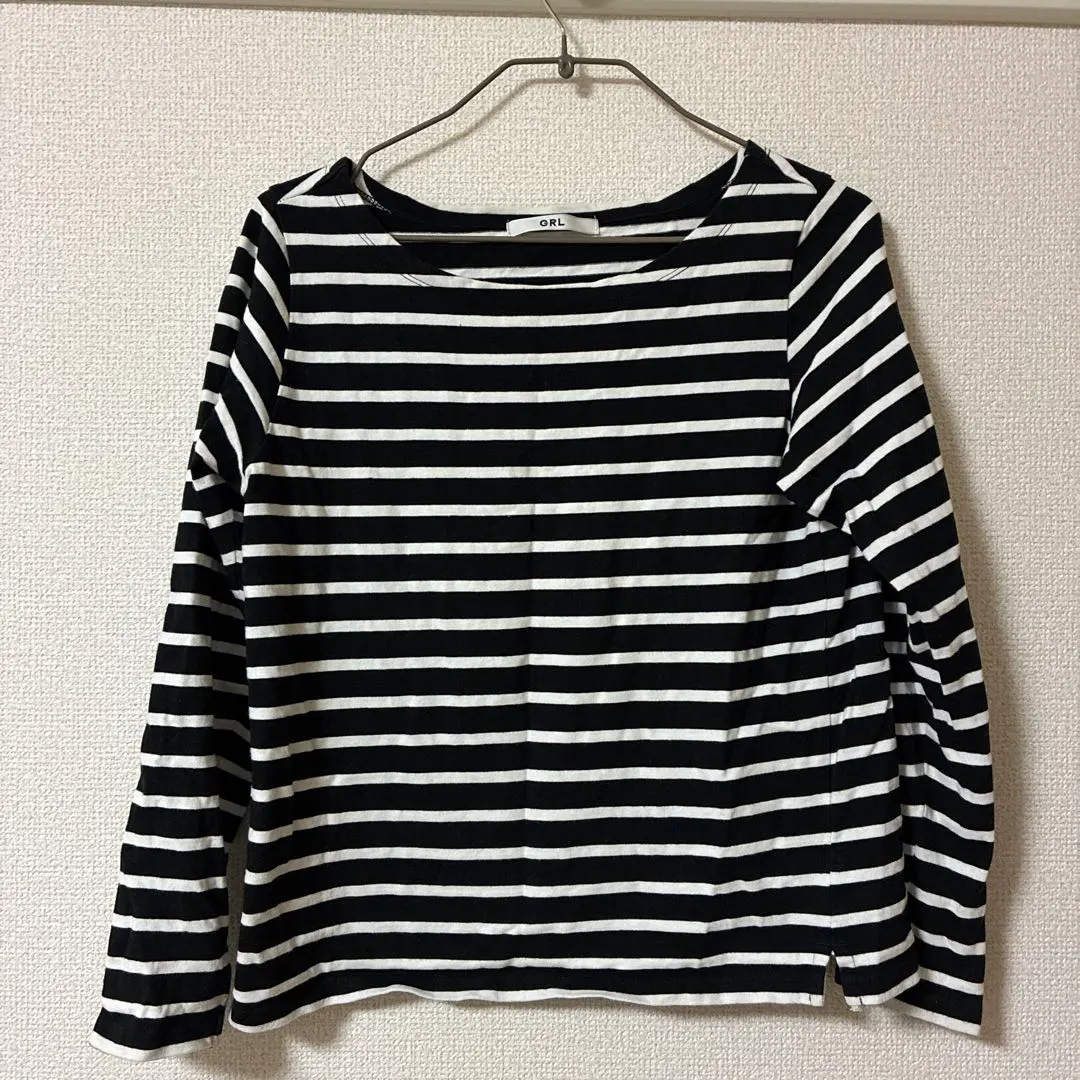 Thumbnail of GRL Black and White Striped Long Sleeve T-shirt, Size F