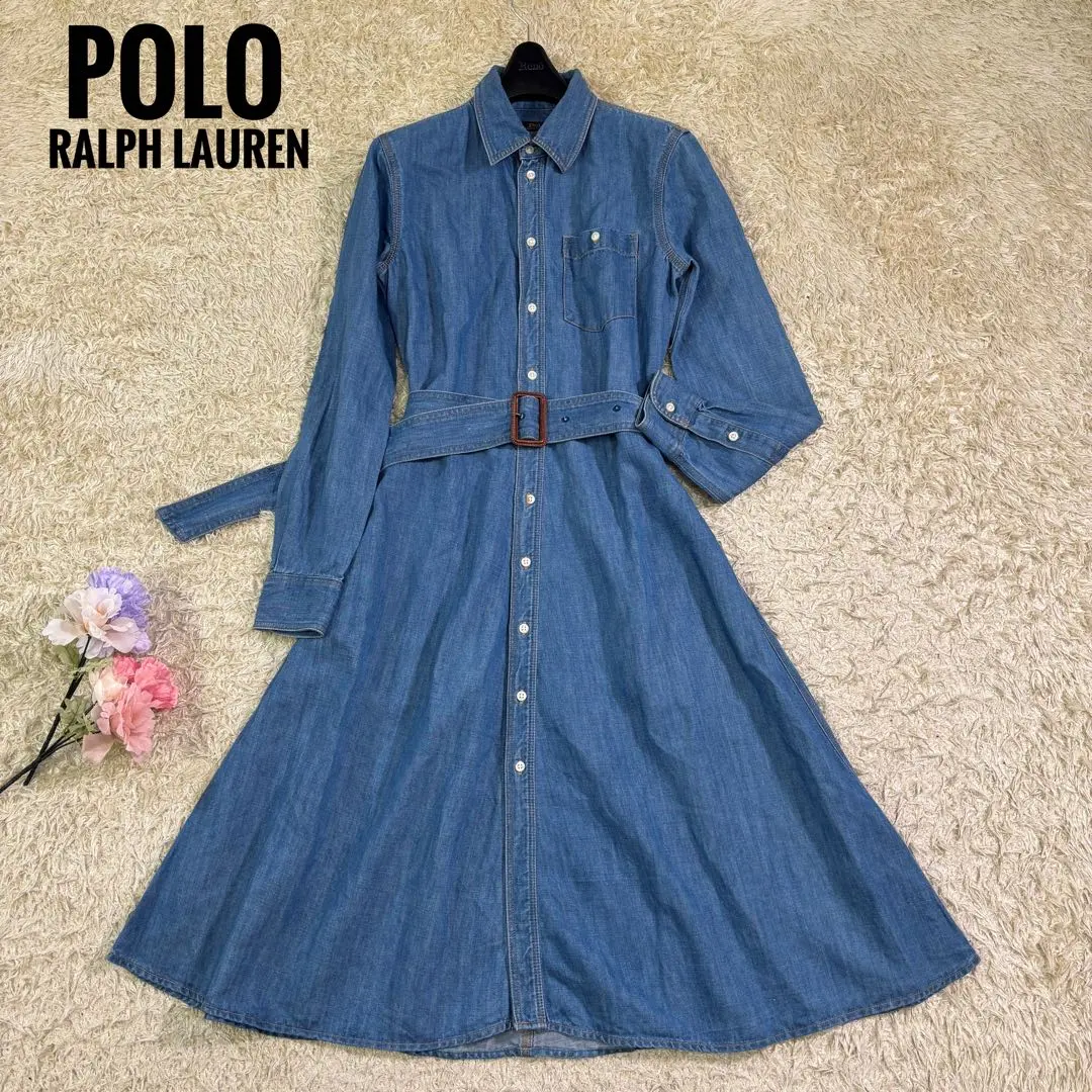 Thumbnail of Excellent Condition Polo Ralph Lauren Linen Denim Belted Flare Long Dress
