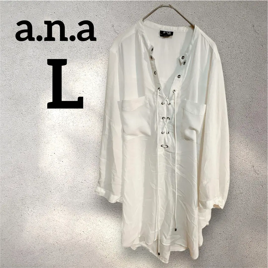 Thumbnail of a.n.a 【L】White Lace-up Shirt