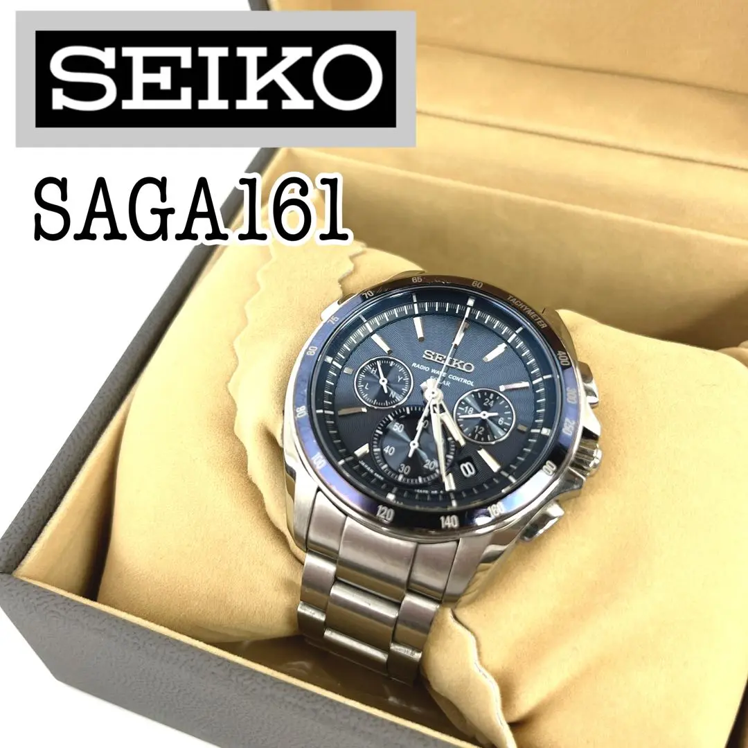 【美品】SEIKO SAGA161 ブライツ チタン 青 クロノグラフ ブライツ ソーラー電波 クロノグラフ[SAGA161] Brightz Radio