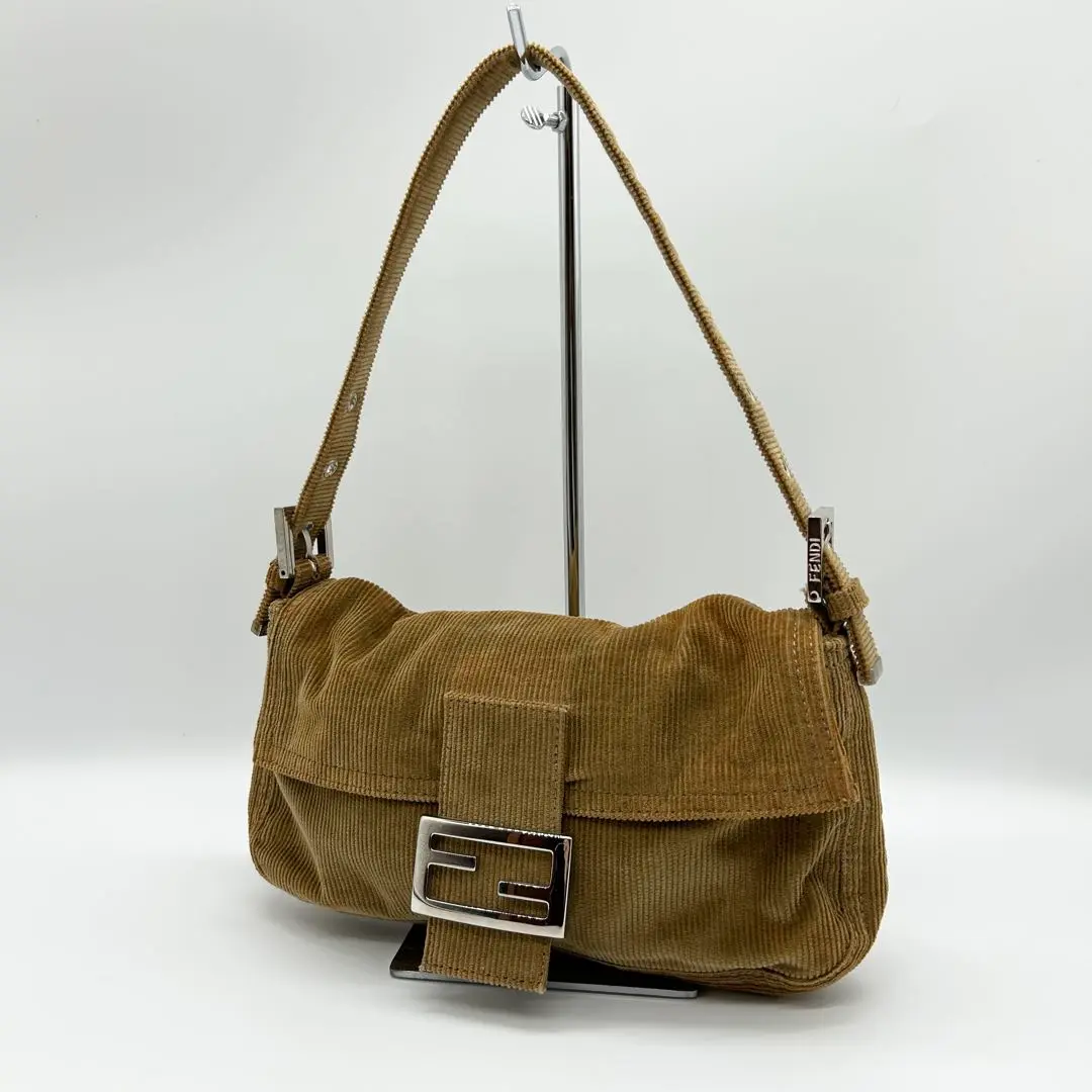 【送料無料】FENDI フェンディ FF マンマ コーデュロイ ハンドバッグ 茶 送料無料】FENDI フェンディ FF マンマ コーデュロイ