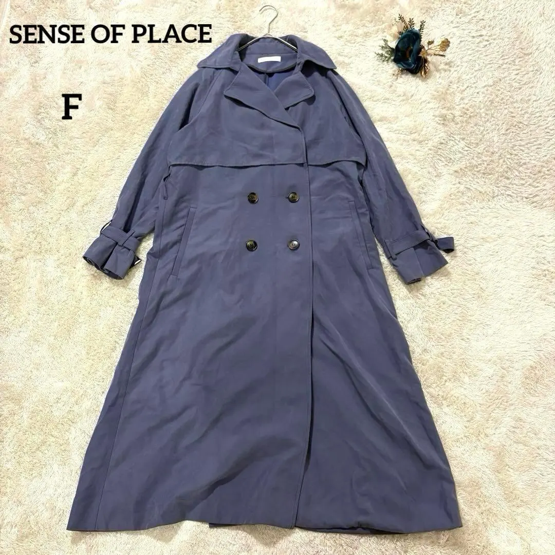 Thumbnail of SENSE OF PLACE Long Trench Coat, Blue, F