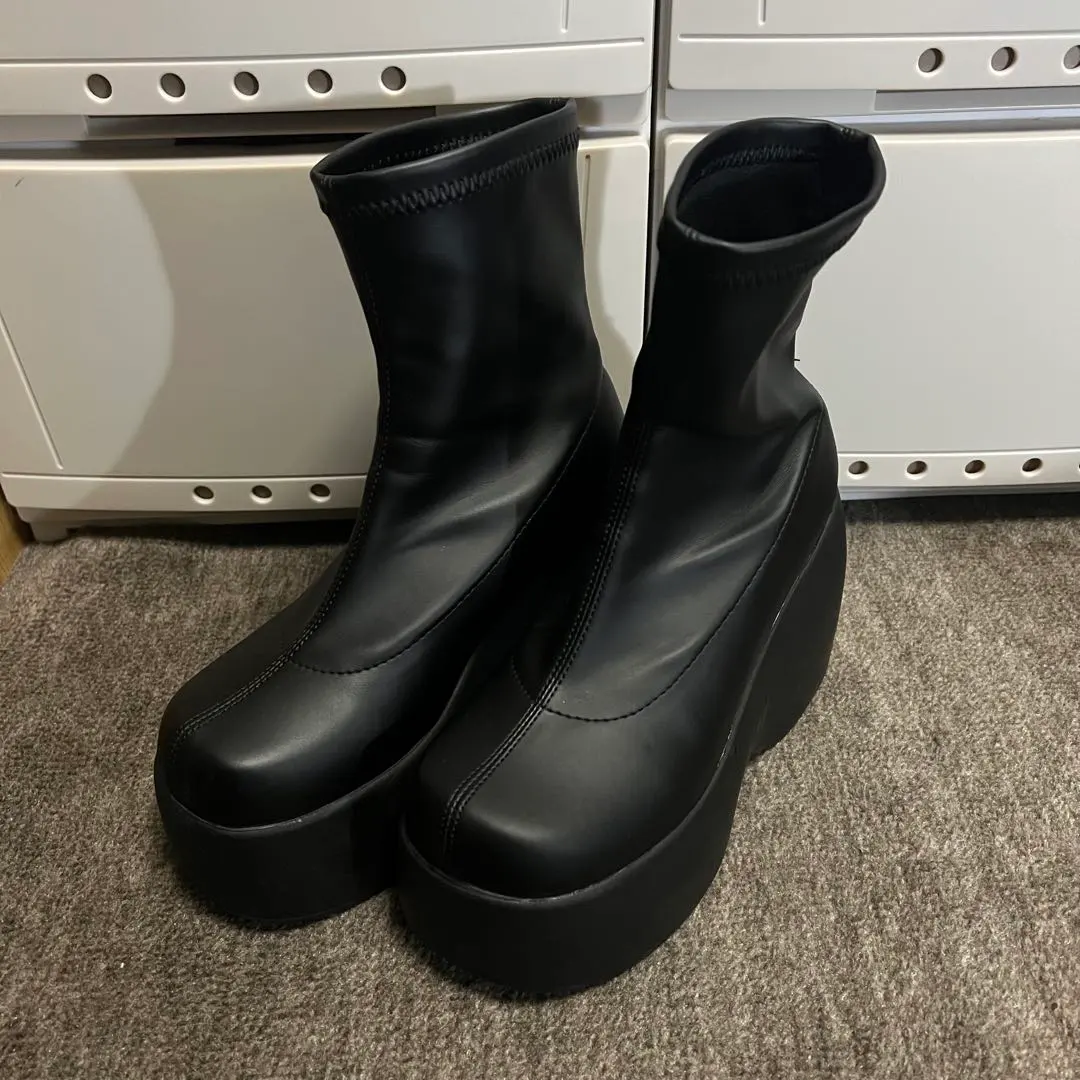 Thumbnail of Black platform ankle boots