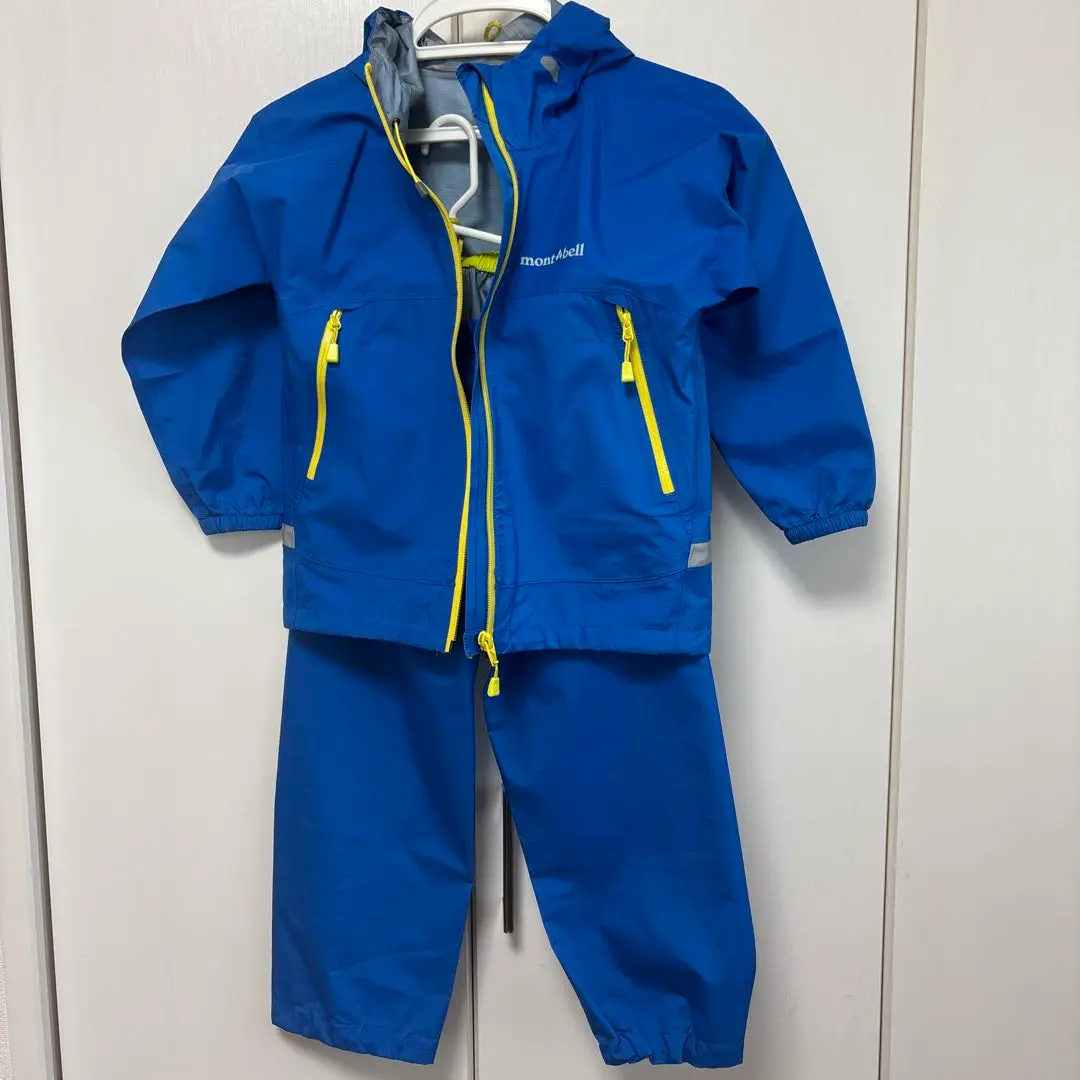 美品 mont-bell キッズ レイントレッカー セットアップ レイントレッカー Kid's 130-160｜モンベル