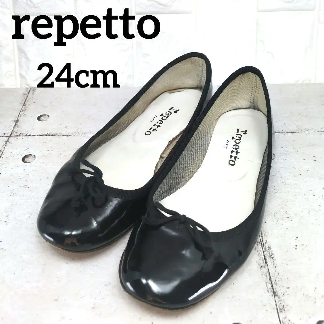 極美品✨repetto サンドリオン カミーユ エナメル パンプス 22.5 紺