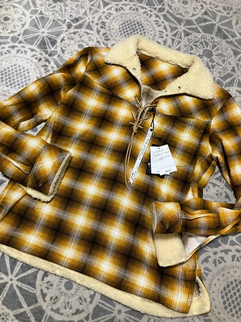 【キムタク着用】　ナンバーナイン　09AW　ボア切替　チェック　シャツ　イエロー キムタク着用】 ナンバーナイン 09AW ボア切替 チェック シャツ