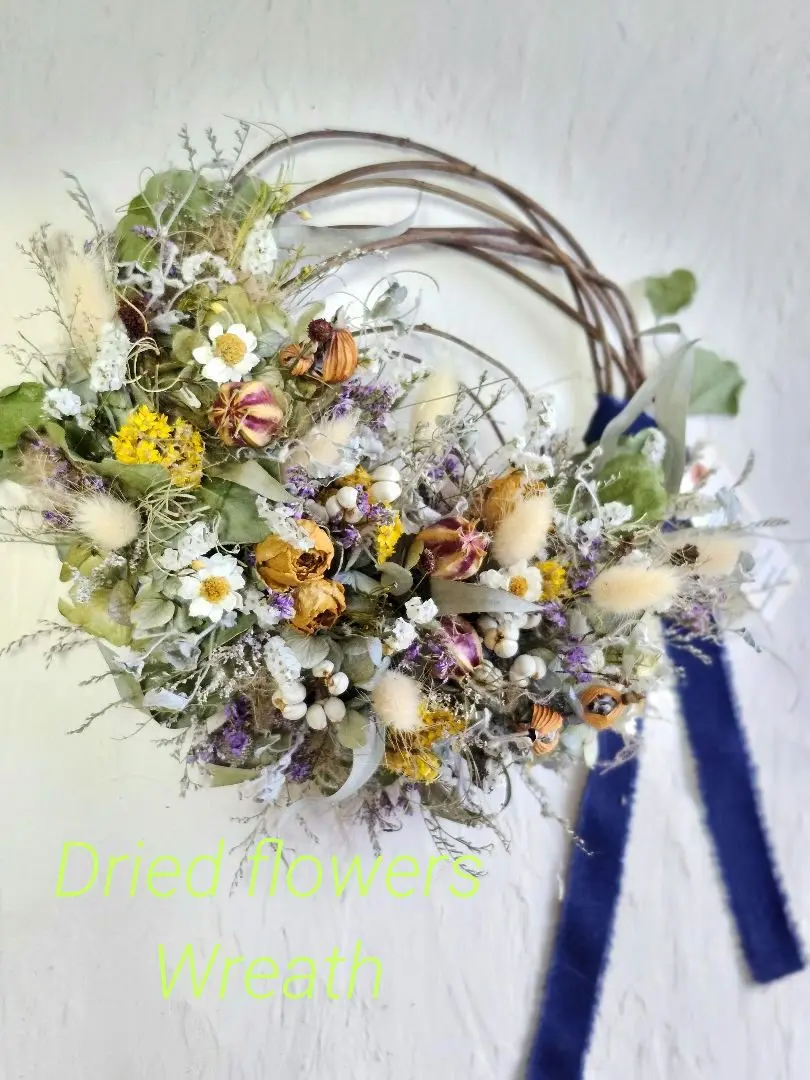 Thumbnail of Weekend SALE❣️ ✳natural✳ Smoke Tree & Autumn Hydrangea Half Wreath