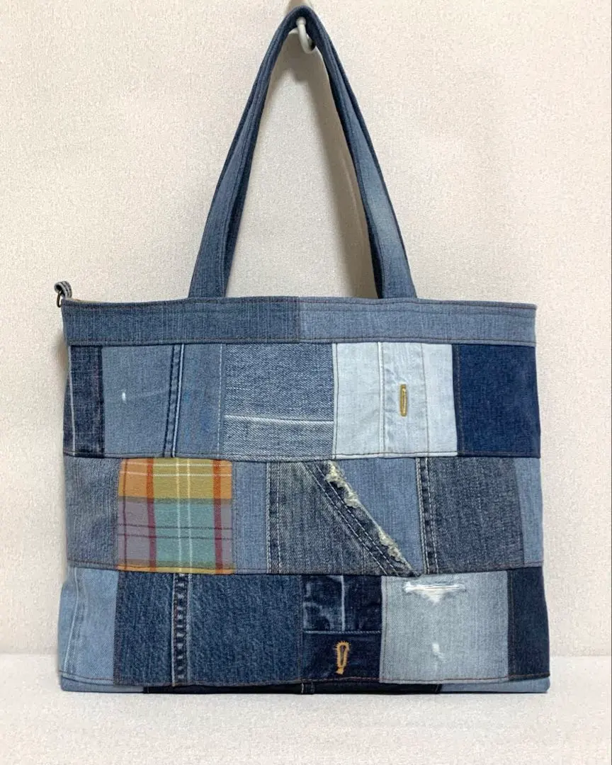 手工製作 牛仔布牛仔褲 改造 拼布 手提袋 No.44 的縮圖