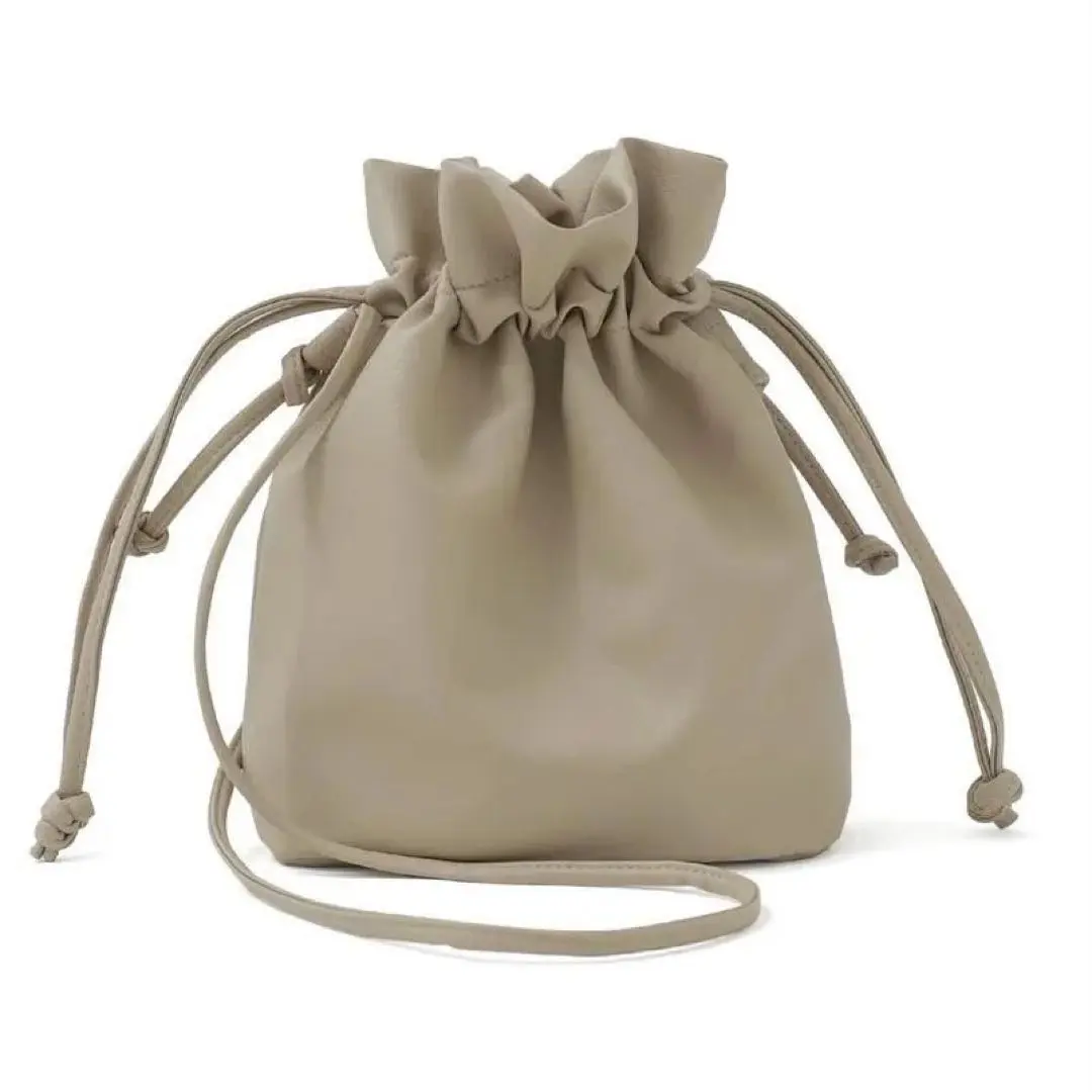 Thumbnail of New 2-way drawstring shoulder bag, mocha