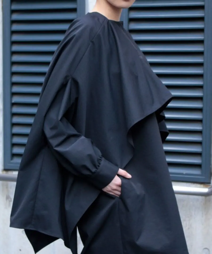 Thumbnail of AVIE Drape Cape Blouse, Long Sleeve, Blouse, Black