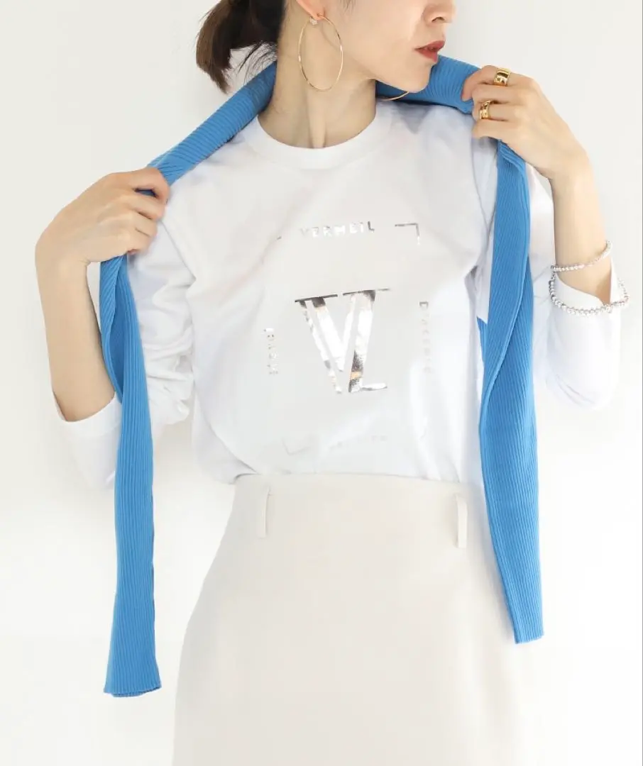 VERMEIL par iena 洗えるぺプラムトップス　白 セール】ダンボールニット 裾ペプラム トップス◇（Tシャツ