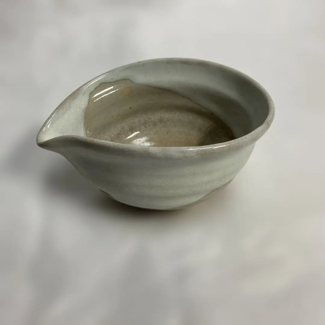 Thumbnail of Ceramic tea caddy, white, artist's mark, drips