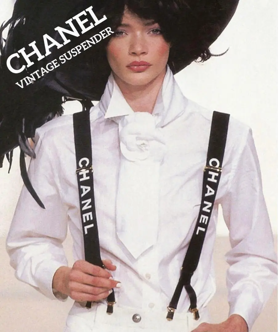 シャネル CHANEL サスペンダー ホワイト レディース サスペンダー 渋谷並木橋店】CHANEL シャネル サスペンダー ヴィンテージ ロゴ