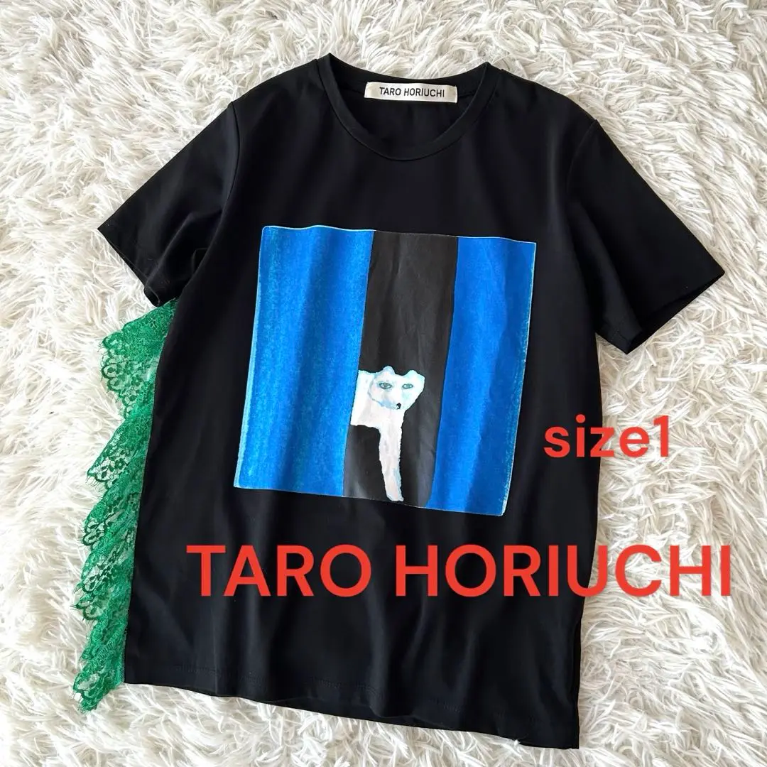 美品 TARO HORIUCHI Tシャツ 半袖トップス カットソー F TARO HORIUCHI（タロウホリウチ）Tシャツ・カットソー 黒 サイズ