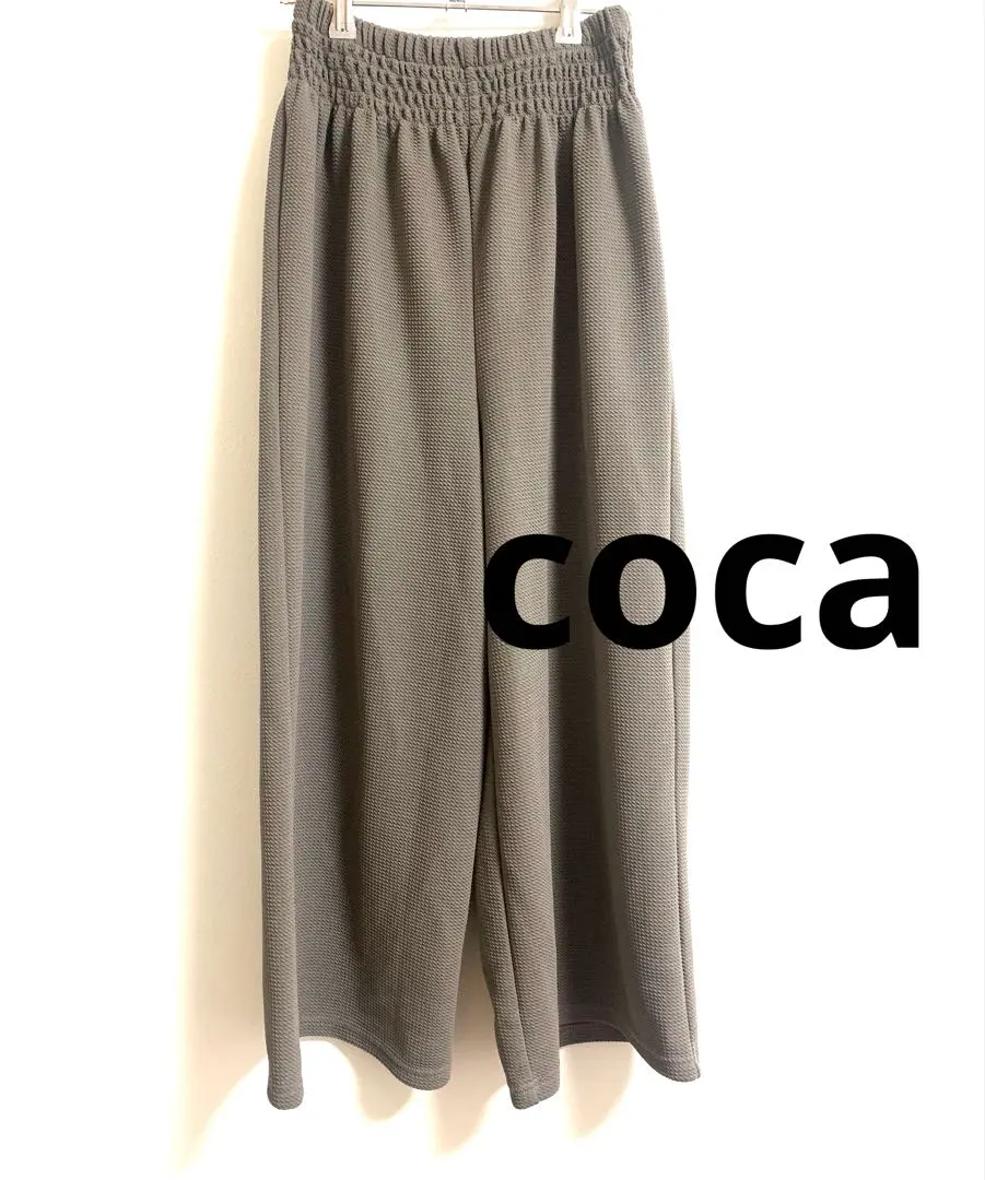 coca 壓紋寬褲 短版 灰色 的縮圖