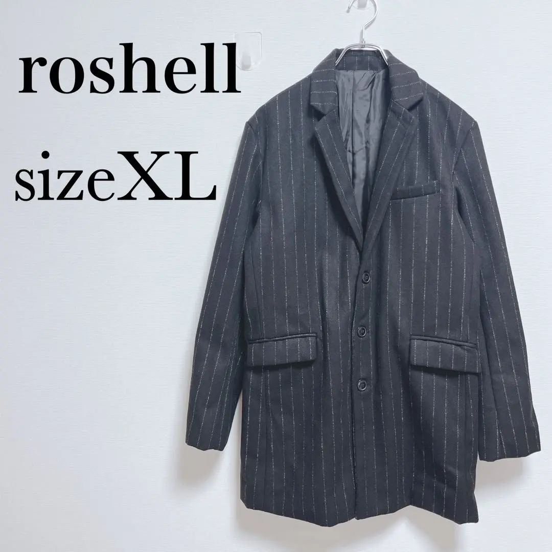 Thumbnail of Roshell Chester Coat, Striped, Wool Blend, Black, XL