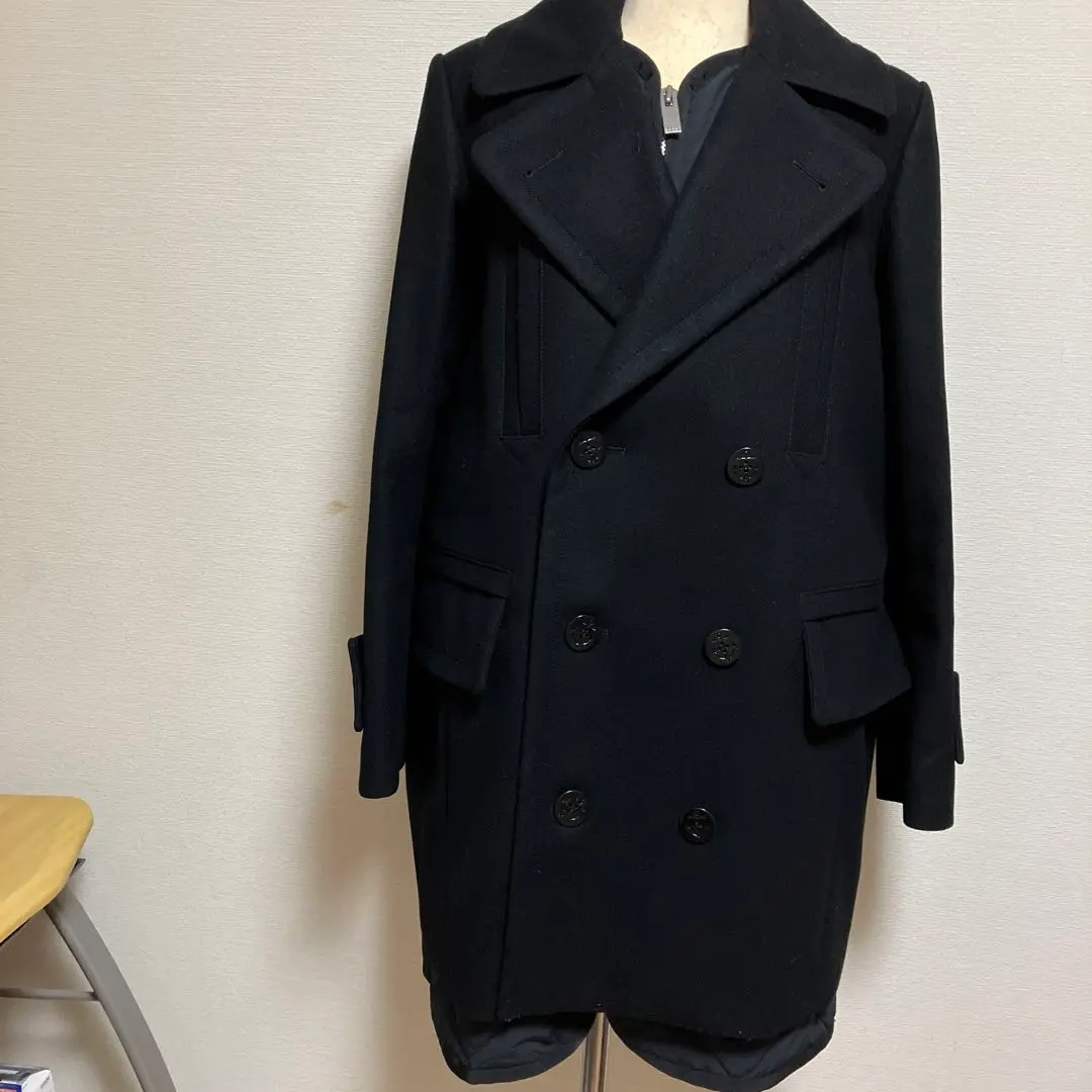 sacai ネイビー ダブルブレスト Lサイズ　ウールコート サイズ3 2025年最新】sacai ピーコート・ウールコートの人気アイテム