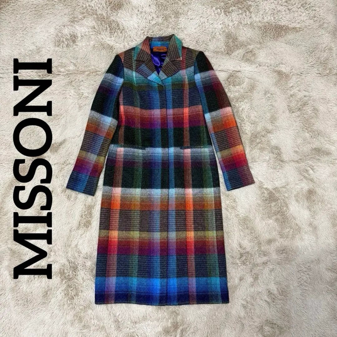 Thumbnail of MISSONI Missoni Check Pattern Long Coat Orange Tag 42
