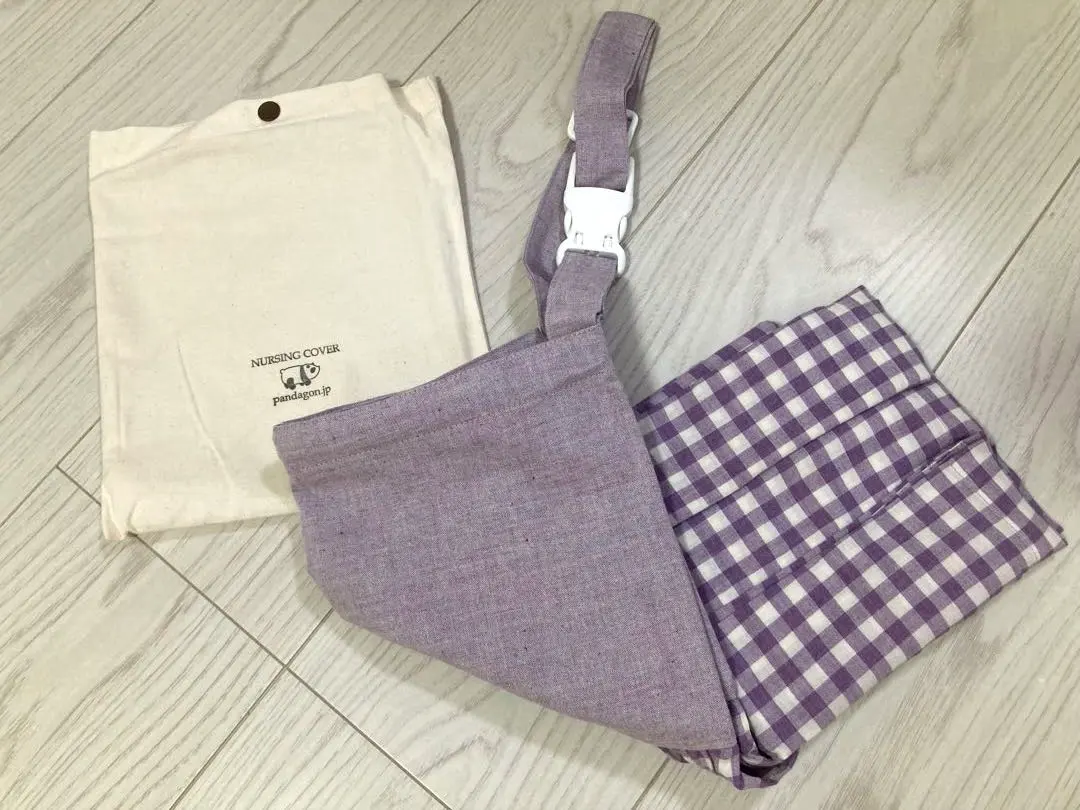 Thumbnail of Pandagon Nursing Cover with Wire, Purple Gingham Check, and Storage Bag