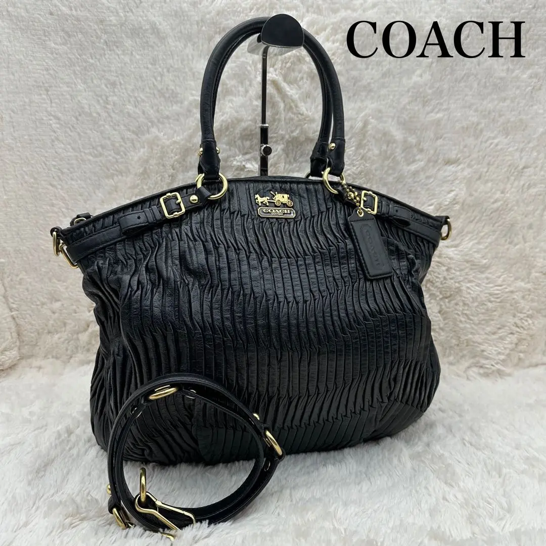 COACH マディソン ギャザードレザーバック ハンドバッグ 18643 コーチ 18643 ハンドバッグ レッド COACH マディソン ギャザード