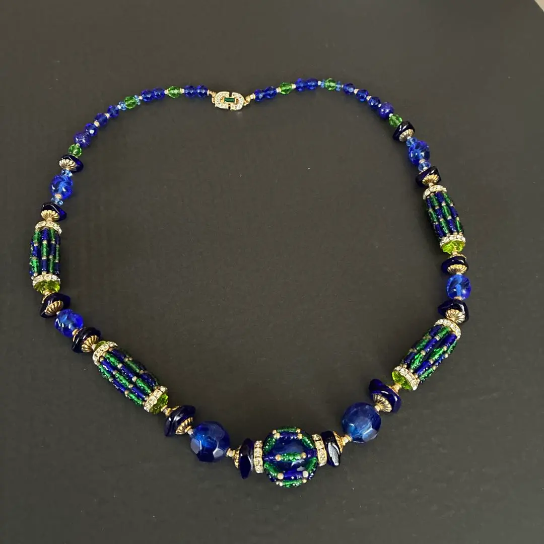 Thumbnail of Vintage Murano Glass Cobalt Green Long Necklace