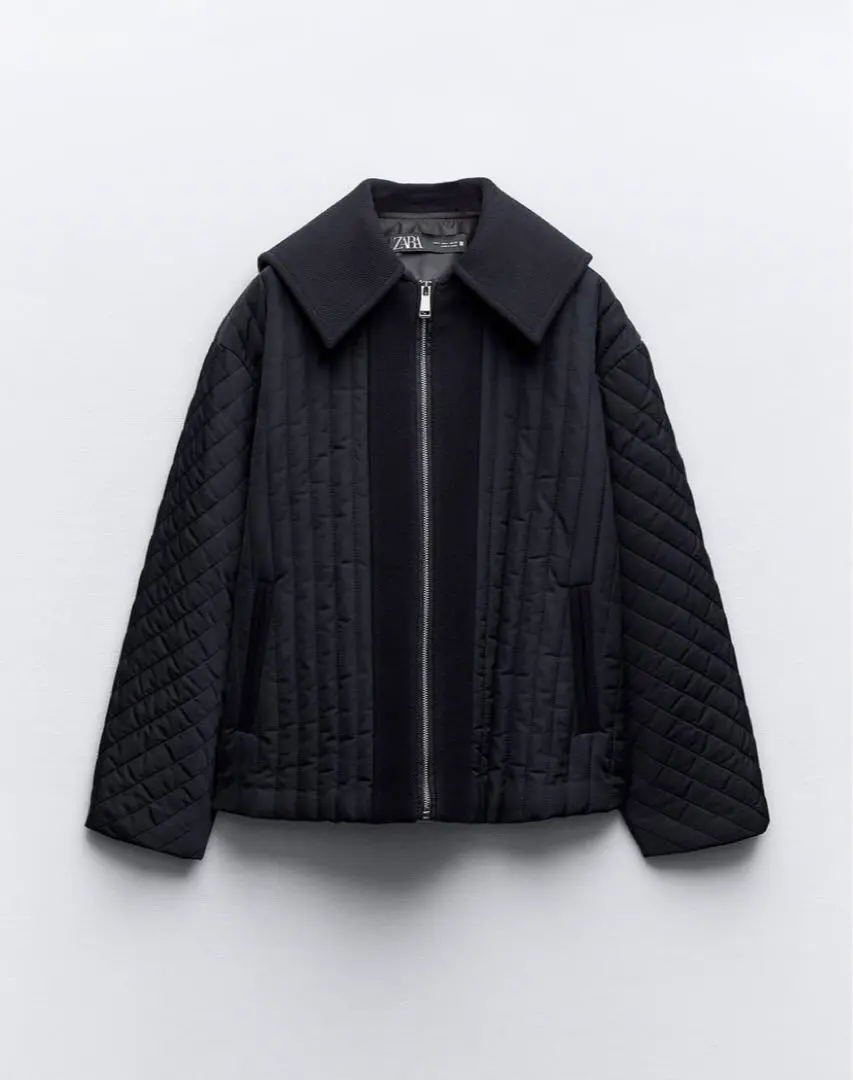 新品 未使用 ZARA ザラ コントラストパフジャケット S ジャケット
