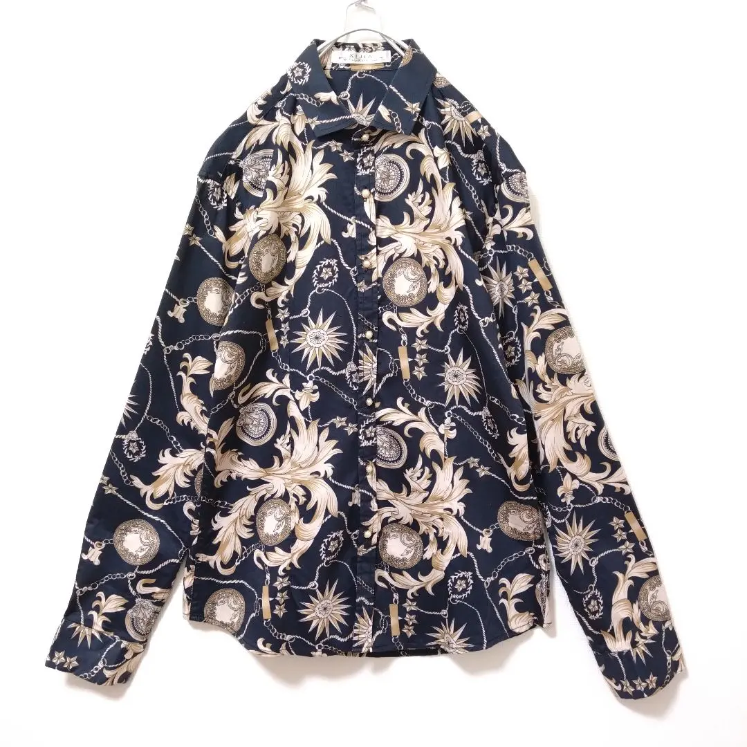 Thumbnail of 【XIJIA】Long Sleeve Shirt Retro Men's Vintage Scarf Pattern Patterned Shirt All-Over Print