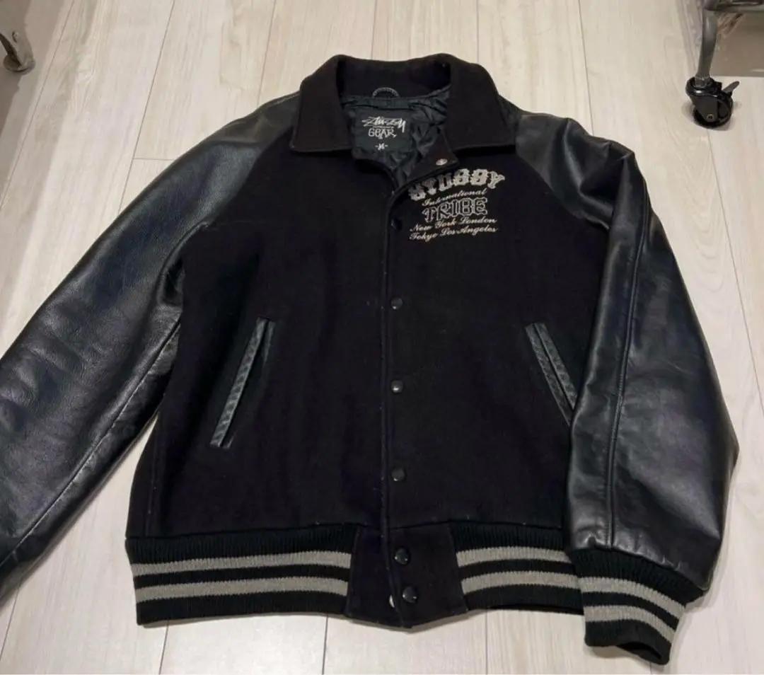 タグ付き】USA製 STUSSY TRIBE スタジャン 袖レザー XL