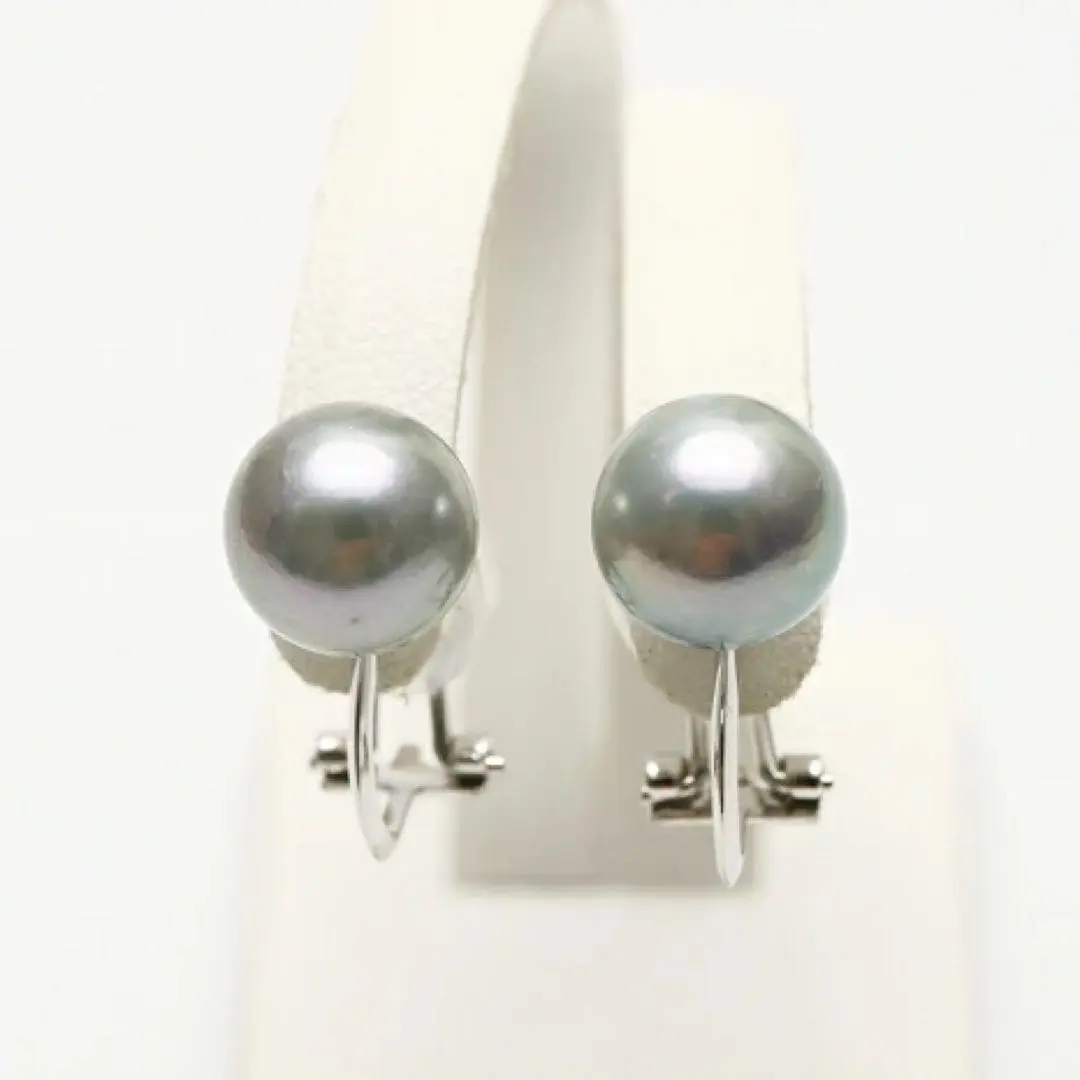 Thumbnail of Akoya pearl earrings, 9.0-9.5mm, natural gray color