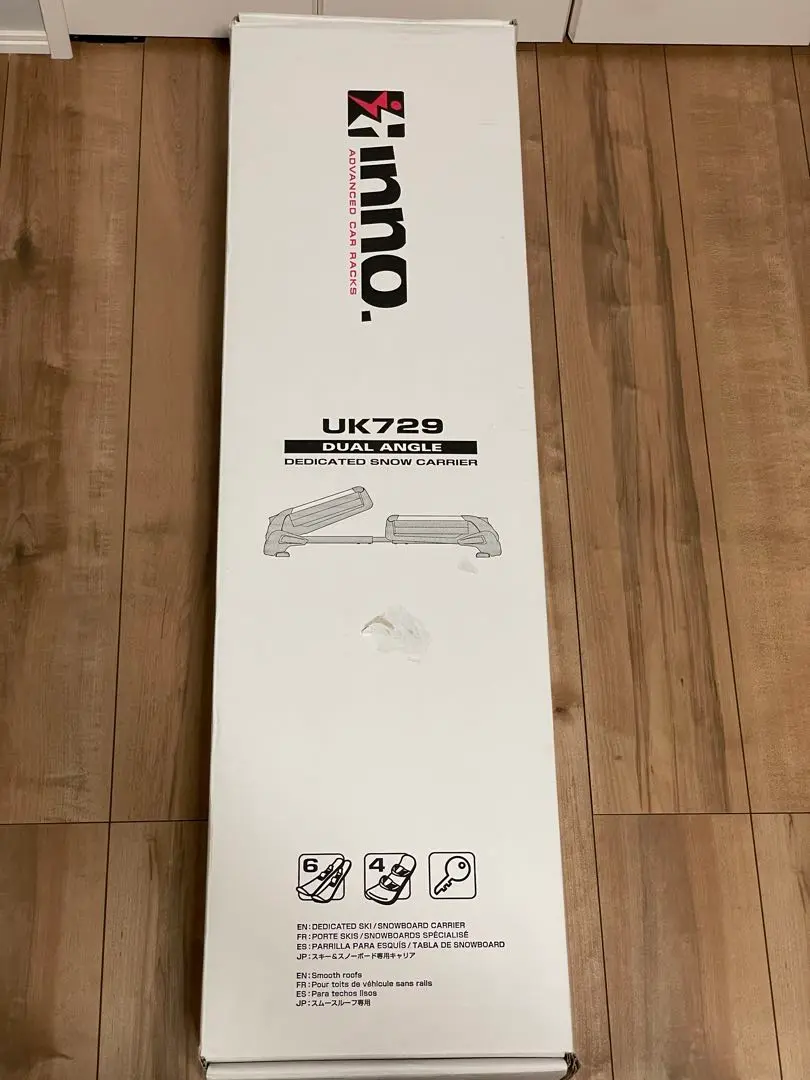 inno スノーボードキャリア UK729 現行デリカ、エルグランドフック付き UK729 デュアルアングル（スムースルーフ用）｜INNO（イノー