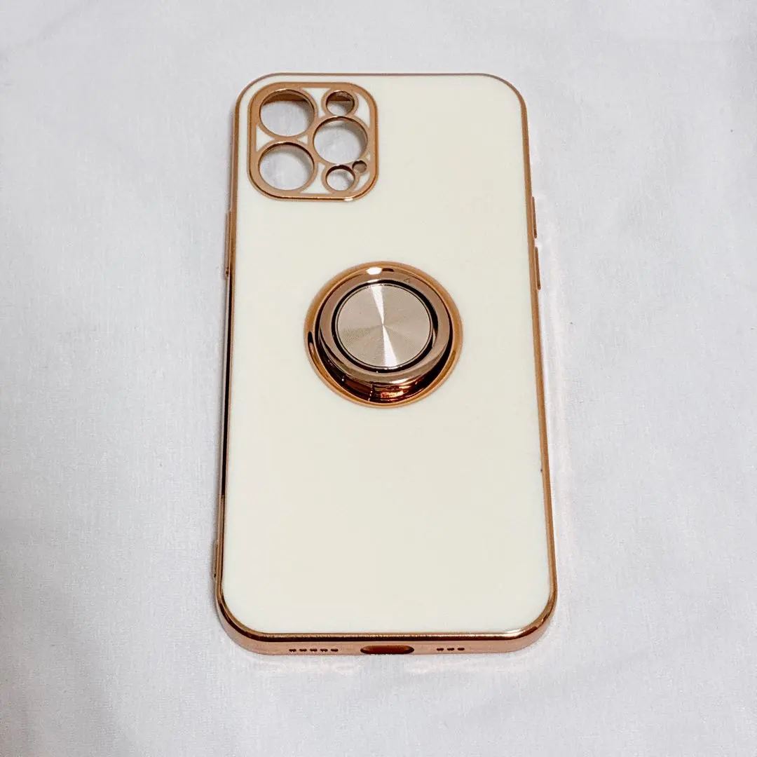Thumbnail of iPhone 12 Pro Plated Silicone Soft Cover with Ring Holder - Gold