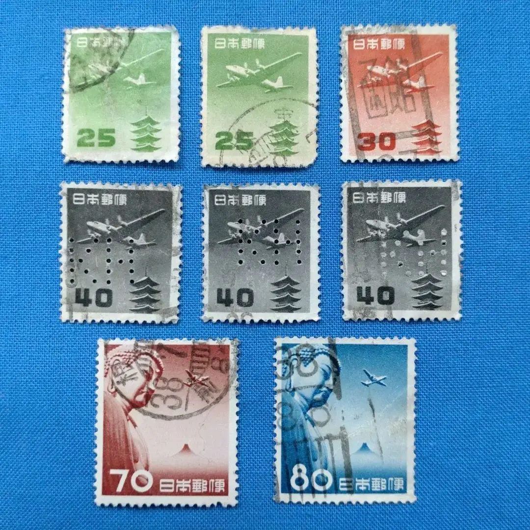 【使用済切手】航空切手　大仏航空145円　シート　昭和33年　1953年 航空切手 大仏航空 全揃い4種セット | 切手,セット販売 | 趣味の
